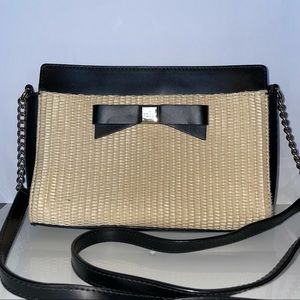 Kate Spade crossbody black & natural fiber rattan
